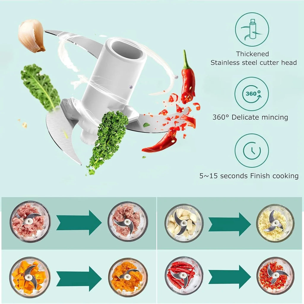 Mini Electric Food Chopper — Chop Garlic, Veggies & Meat in Seconds