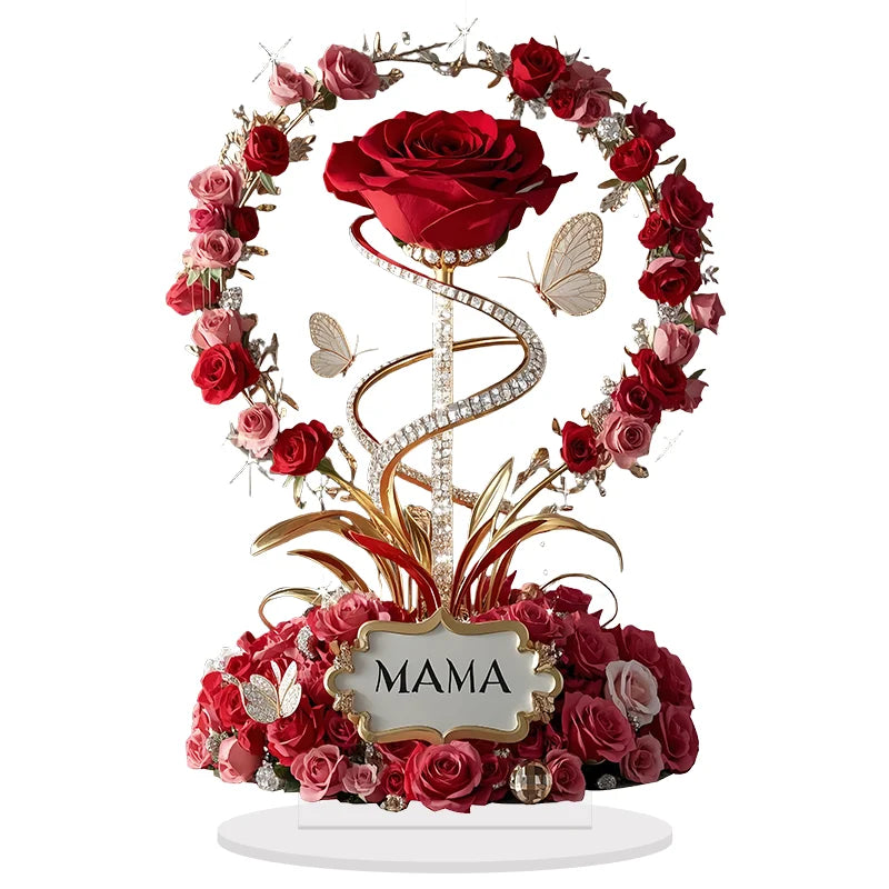 Handmade MAMA Rose Acrylic Ornament — Meaningful Mother's Day Gift