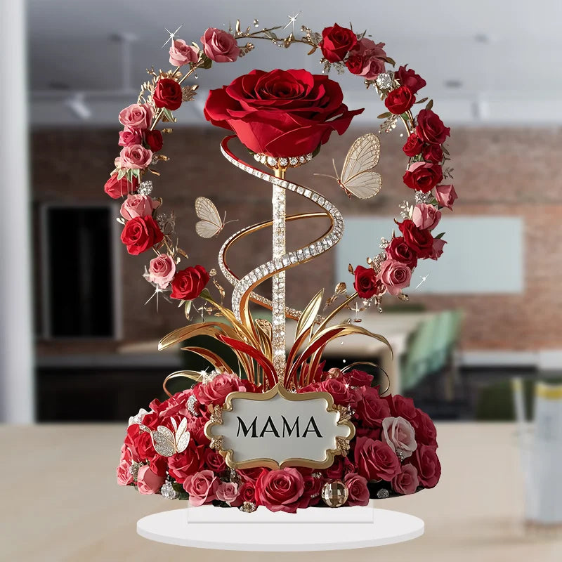 Handmade MAMA Rose Acrylic Ornament — Meaningful Mother's Day Gift