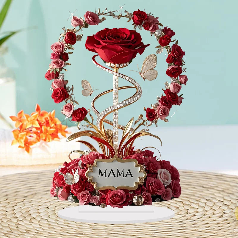 Handmade MAMA Rose Acrylic Ornament — Meaningful Mother's Day Gift